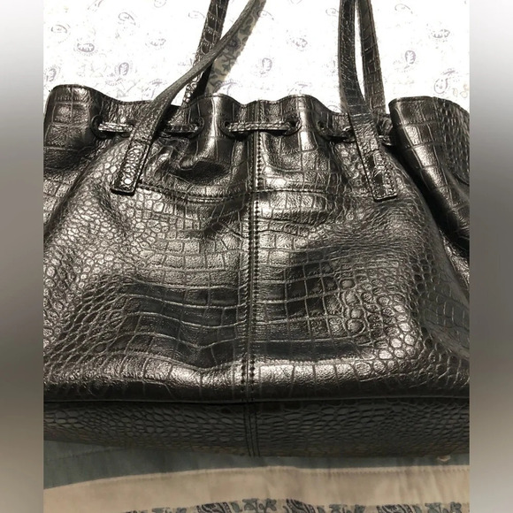 Patricia Nash Large Croc Embossed Witney Drawstring Tote Bag - Picture 6 of 13